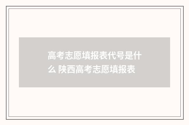 高考志愿填报表代号是什么 陕西高考志愿填报表