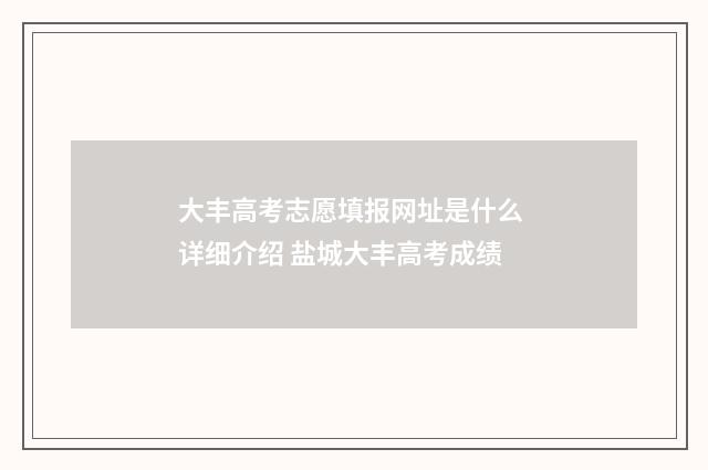 大丰高考志愿填报网址是什么 详细介绍 盐城大丰高考成绩
