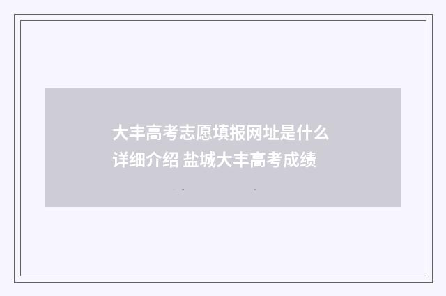 大丰高考志愿填报网址是什么 详细介绍 盐城大丰高考成绩