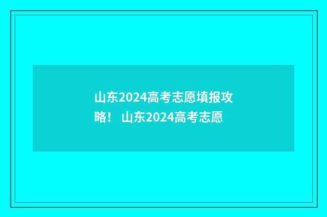 山东2024高考志愿填报攻略！ 山东2024高考志愿