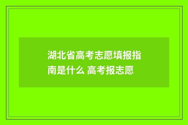 湖北省高考志愿填报指南是什么 高考报志愿