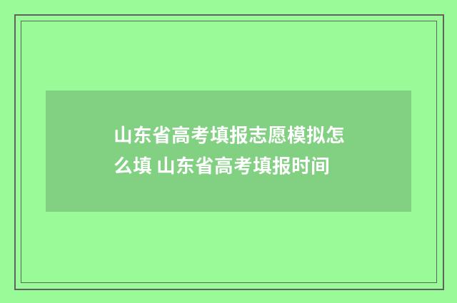 山东省高考填报志愿模拟怎么填 山东省高考填报时间