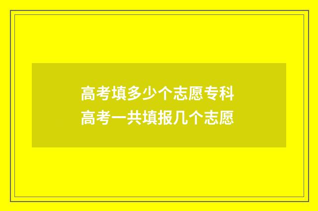高考填多少个志愿专科 高考一共填报几个志愿