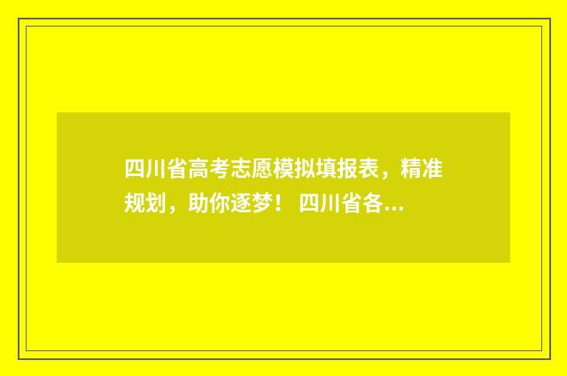 四川省高考志愿模拟填报表，精准规划，助你逐梦！ 四川省各校录取分数线
