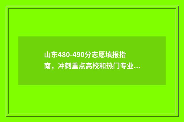 山东480-490分志愿填报指南，冲刺重点高校和热门专业 山东496分