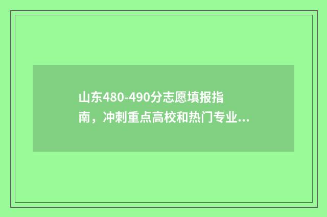 山东480-490分志愿填报指南，冲刺重点高校和热门专业 山东496分