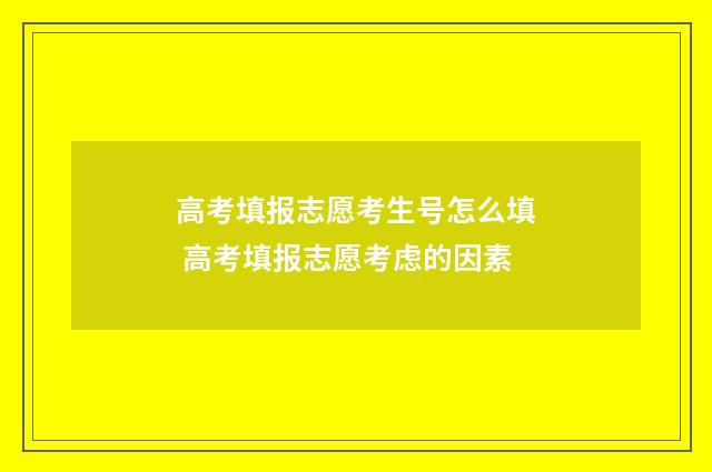 高考填报志愿考生号怎么填 高考填报志愿考虑的因素