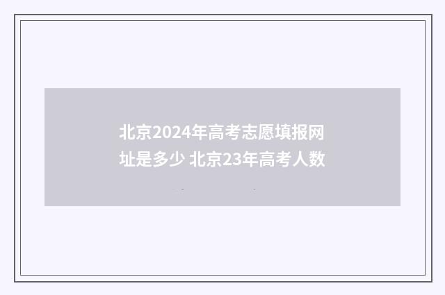 北京2024年高考志愿填报网址是多少 北京23年高考人数