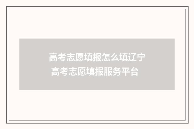 高考志愿填报怎么填辽宁 高考志愿填报服务平台