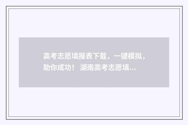 高考志愿填报表下载，一键模拟，助你成功！ 湖南高考志愿填报表