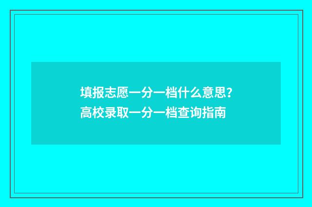 填报志愿一分一档什么意思？高校录取一分一档查询指南