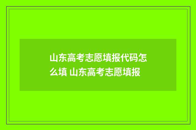 山东高考志愿填报代码怎么填 山东高考志愿填报