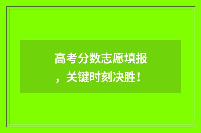 高考分数志愿填报，关键时刻决胜！