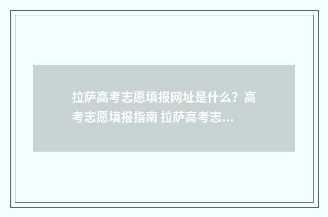 拉萨高考志愿填报网址是什么？高考志愿填报指南 拉萨高考志愿填报机构哪家好