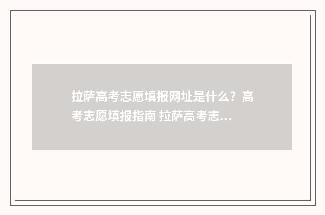 拉萨高考志愿填报网址是什么？高考志愿填报指南 拉萨高考志愿填报机构哪家好