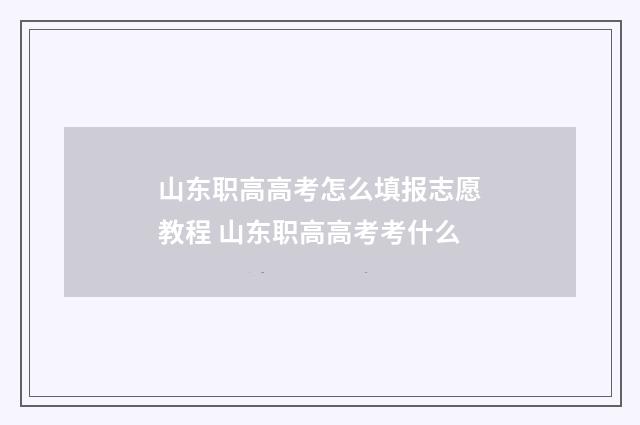 山东职高高考怎么填报志愿教程 山东职高高考考什么