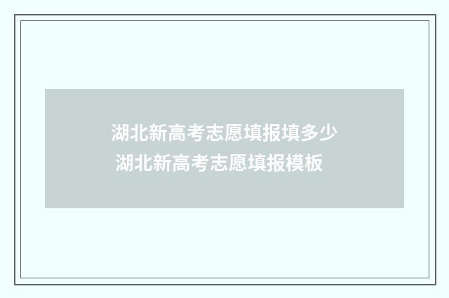 湖北新高考志愿填报填多少 湖北新高考志愿填报模板