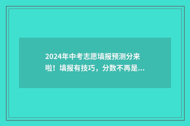 2024年中考志愿填报预测分来啦！填报有技巧，分数不再是难题 2024年中考录取分数线一览表