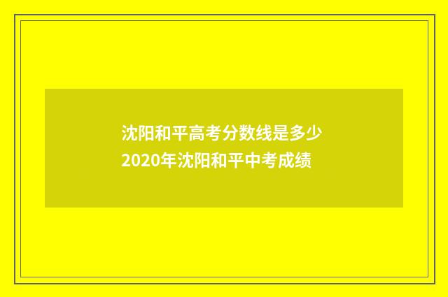 沈阳和平高考分数线是多少 2020年沈阳和平中考成绩