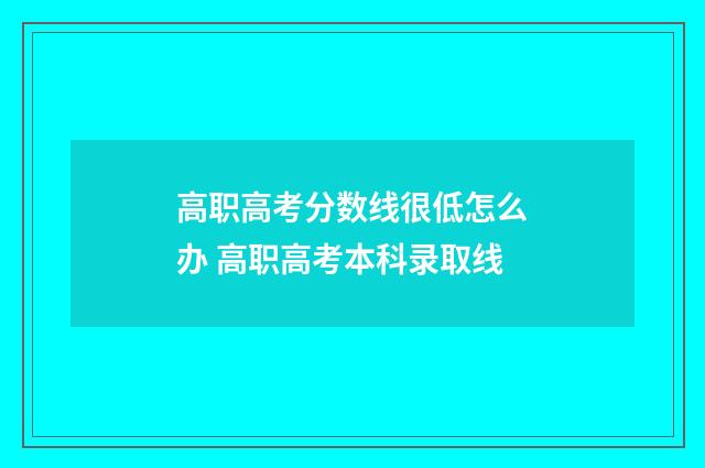高职高考分数线很低怎么办 高职高考本科录取线