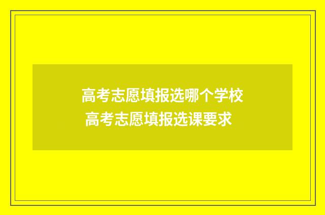 高考志愿填报选哪个学校 高考志愿填报选课要求