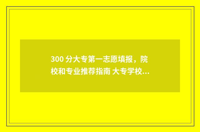 300 分大专第一志愿填报，院校和专业推荐指南 大专学校300分