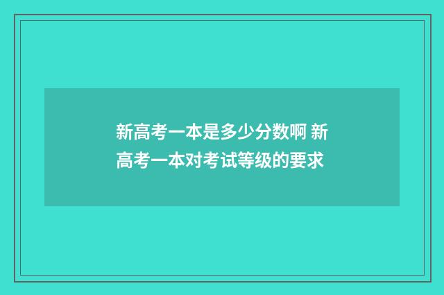 新高考一本是多少分数啊 新高考一本对考试等级的要求