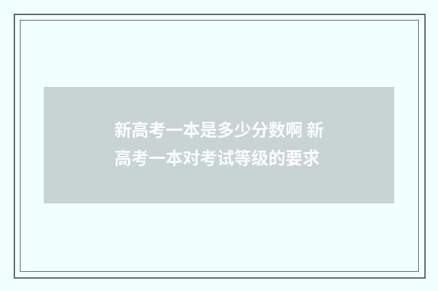 新高考一本是多少分数啊 新高考一本对考试等级的要求