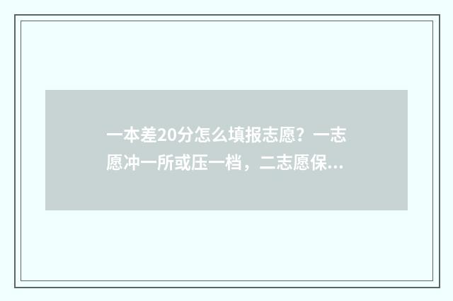 一本差20分怎么填报志愿？一志愿冲一所或压一档，二志愿保一所或冲一档？ 差20分上一本怎么报考学校