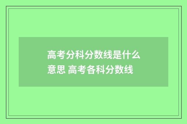 高考分科分数线是什么意思 高考各科分数线