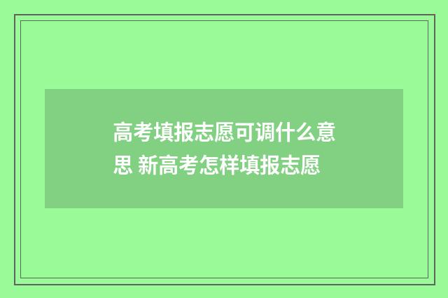 高考填报志愿可调什么意思 新高考怎样填报志愿