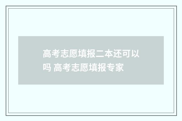 高考志愿填报二本还可以吗 高考志愿填报专家