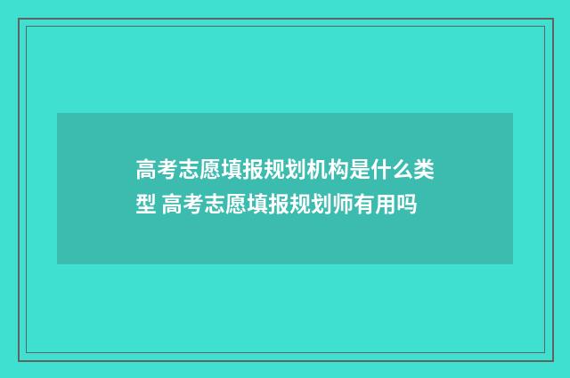 高考志愿填报规划机构是什么类型 高考志愿填报规划师有用吗