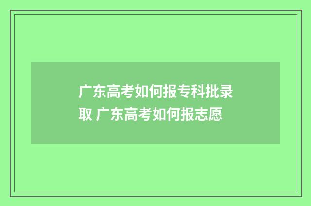 广东高考如何报专科批录取 广东高考如何报志愿