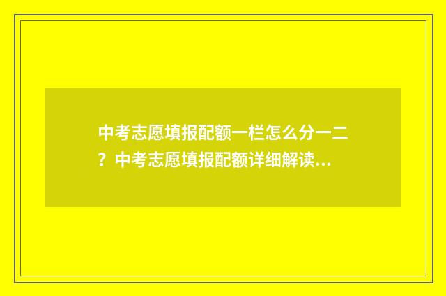 中考志愿填报配额一栏怎么分一二？中考志愿填报配额详细解读 中考志愿填报视频教程全集