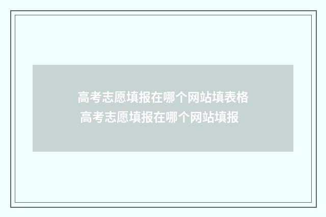 高考志愿填报在哪个网站填表格 高考志愿填报在哪个网站填报