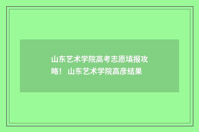 山东艺术学院高考志愿填报攻略！ 山东艺术学院高彦结果