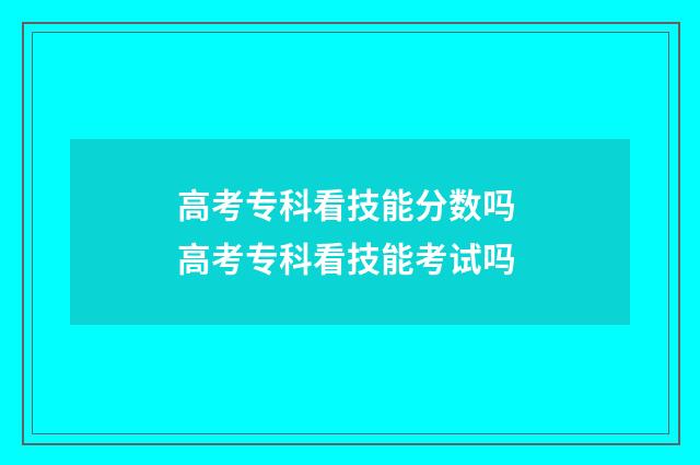 高考专科看技能分数吗 高考专科看技能考试吗