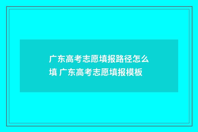 广东高考志愿填报路径怎么填 广东高考志愿填报模板