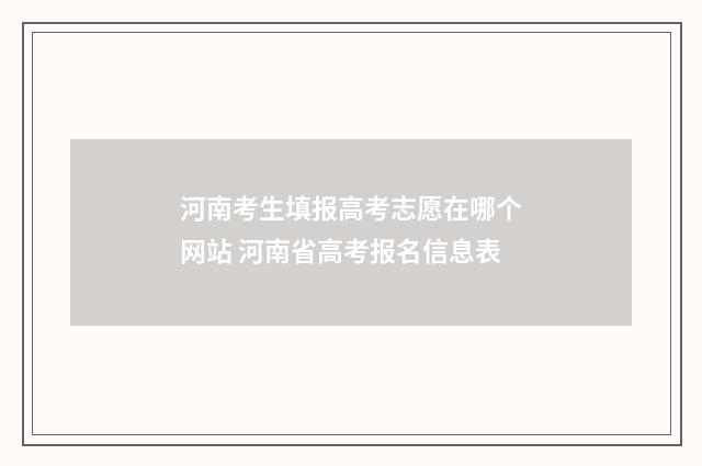 河南考生填报高考志愿在哪个网站 河南省高考报名信息表