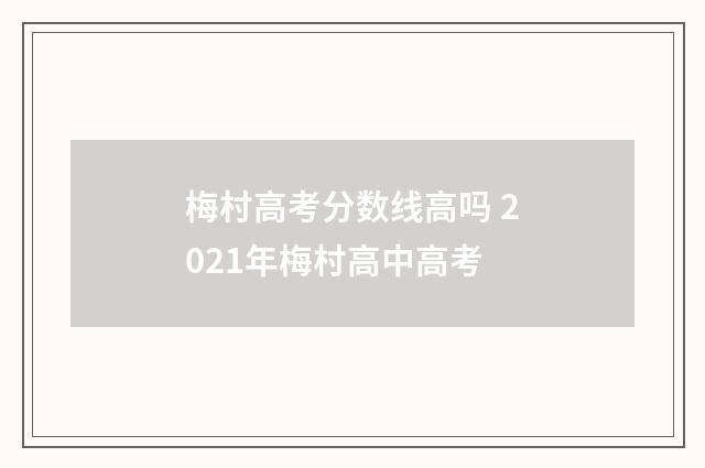梅村高考分数线高吗 2021年梅村高中高考