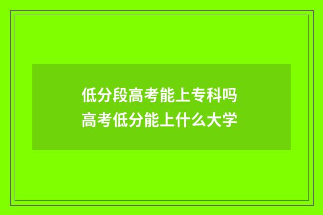 低分段高考能上专科吗 高考低分能上什么大学