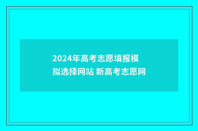 2024年高考志愿填报模拟选择网站 新高考志愿网
