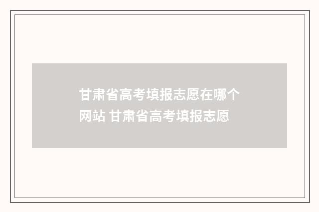 甘肃省高考填报志愿在哪个网站 甘肃省高考填报志愿