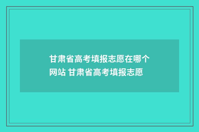 甘肃省高考填报志愿在哪个网站 甘肃省高考填报志愿