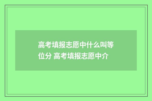 高考填报志愿中什么叫等位分 高考填报志愿中介