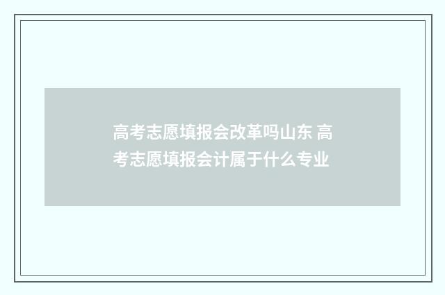 高考志愿填报会改革吗山东 高考志愿填报会计属于什么专业