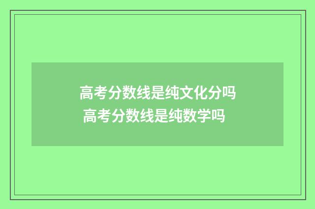 高考分数线是纯文化分吗 高考分数线是纯数学吗