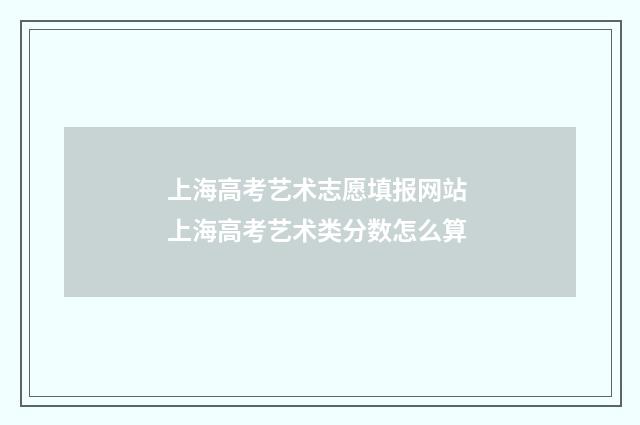 上海高考艺术志愿填报网站 上海高考艺术类分数怎么算