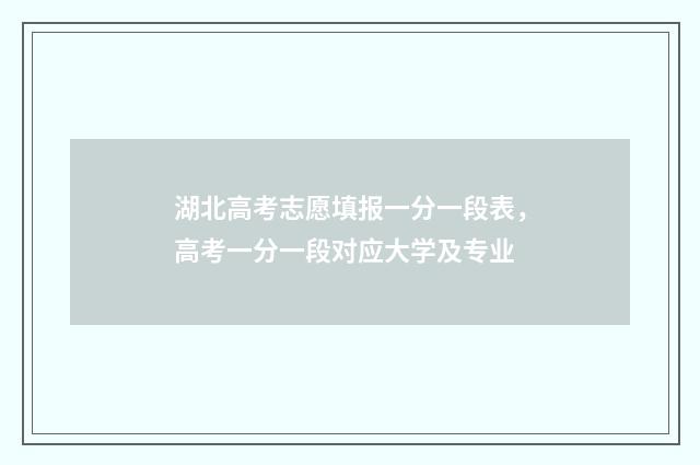 湖北高考志愿填报一分一段表，高考一分一段对应大学及专业